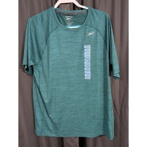 Reebok Mens L Green Heather Performance T Shirt Stretch Athletic NWT
